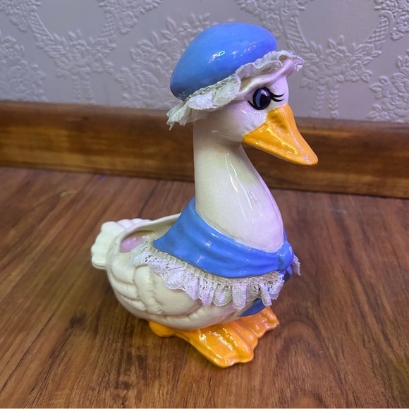 Vintage Other - Charming Ceramic Duck Figurine Vintage goose planter approx 8”